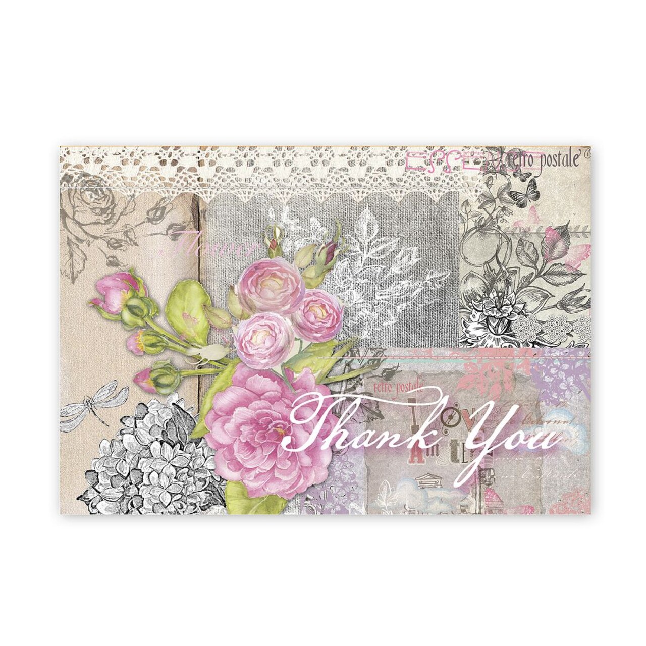 Great Papers! Vintage Scrapbook Thank You Note Card and White Envelope, 4.875" x 3.375", 24 count